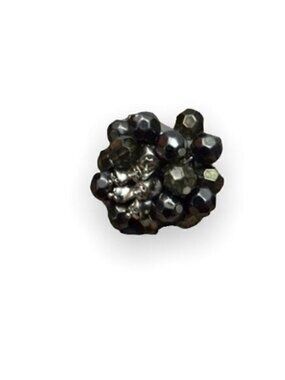 Black and Silver Beaded Oversized Cocktail Ring Cha Cha